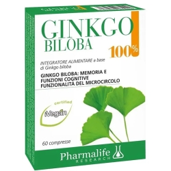 Gingko Biloba 100% - Integratore per la memoria e le funzioni cognitive 60 compresse