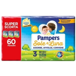 PAMPERS Sole E Luna midi - 60 Pannolini Taglia 3 (4 A 9 Kg)
