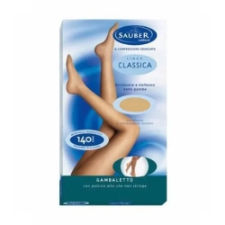 Sauber Linea Classica 140 Den - Gambaletto Maglia Microrete (18-22 mmHg) - Taglia 4 Neutro Beige