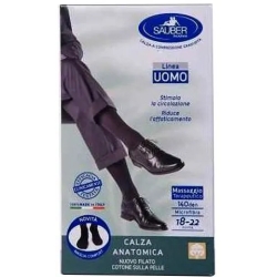 Sauber Linea Uomo 140 Den - Calza Anatomica Filano Qskin (18-22 mmHg) - Taglia M Nero
