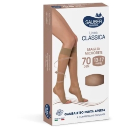 Sauber Linea Classica 140 Den - Gambaletto Punta Aperta Maglia Liscia (18-22 mmHg) - Taglia 3 Medio
