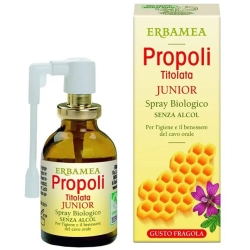 Erbamea Propoli Titolata Junior Spray Biologico 20 ml Gusto Fragola - Integratore Per Il Cavo Orale