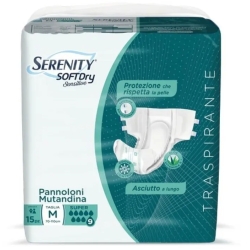 Serenity Soft Dry Sensitive - 15 Pannoloni A Mutandina Assorbente Per Incontinenza Super Taglia M