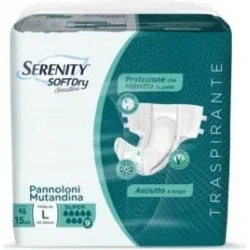 Serenity Soft Dry Sensitive - 15 Pannoloni A Mutandina Assorbente Per Incontinenza Super Taglia L