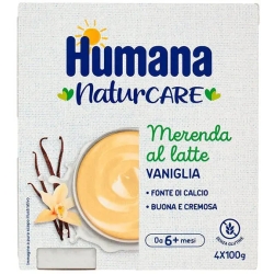 Humana Merenda al latte al gusto di Vaniglia per bambini 4 vasetti da 100 g