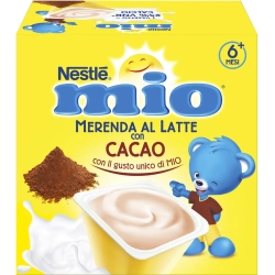 Mio - Merenda al latte al gusto di cacao 4 vasetti da 100 g
