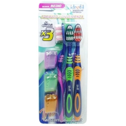 Tris di spazzolini da denti con setole medie
