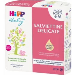 Hipp Salviettine Delicate per la pulizia del bambino - 4 pacchetti da 56 fazzolettini