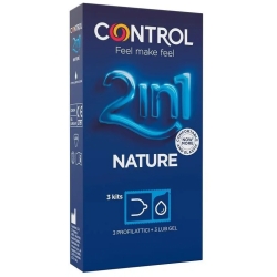 Control 2 In 1 - 3 Nature profilattico + lube gel nature