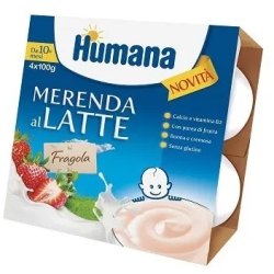 Humana Merenda al latte gusto fragola 4x100 g