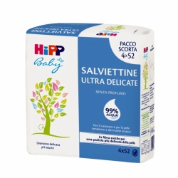 Hipp Salviettine Ultra-delicate 99% acqua 4 confezioni da 52 salviettine