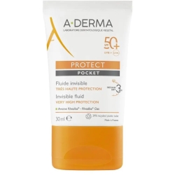 Aderma Crema Solare Viso 50+ SPF Fluido Protect Pocket Protezione Molto Alta 30 ml