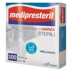 Medipresteril Compresse Di Garza Sterili 12/8 Fili - 100 Compresse Da 10 x 10 cm