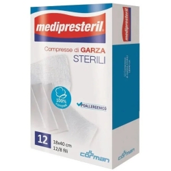 Medipresteril Compresse Di Garza Sterili 12/8 Fili - 12 Compresse Da 18 x 40 cm