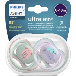 Avent Ultra Air 6-18M - 2 succhietti in silicone - Gatto/Orsi