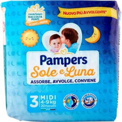 PAMPERS Sole e Luna - 20 Pannolini Midi taglia 3 da 4 a 9 kg