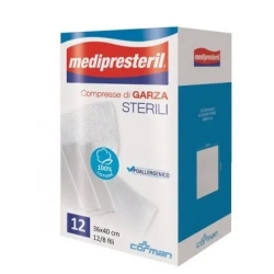 Medipresteril Compresse Di Garza Sterili 12/8 Fili - 12 Compresse Da 36 x 40 cm