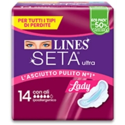 Lines Seta Ultra Con Ali - 14 Assorbenti Per Tutti I Tipi Di Perdite