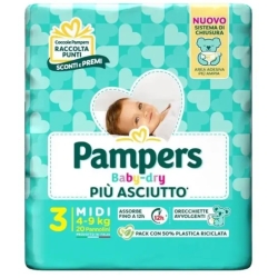 PAMPERS Baby Dry - 20 Pannolini Taglia 3 Midi (4-9 Kg)