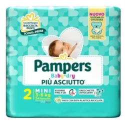 PAMPERS Baby Dry - 24 Pannolini Taglia 2 Mini (3-6 Kg)