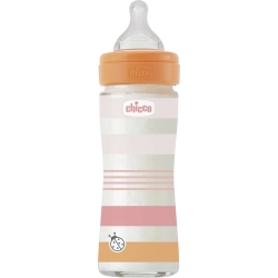 Chicco Benessere - biberon in vetro a flusso lento 240 ml - Orange Girl