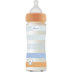 Chicco Benessere - biberon in vetro a flusso lento 240 ml - Orange boy