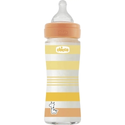 Chicco Benessere - biberon in vetro a flusso lento 240 ml - Orange Neutro