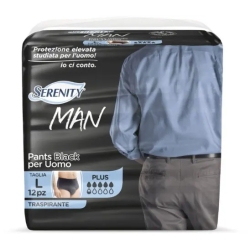 Serenity Man Pants Black - 12 Mutandine Assorbenti Per Uomo Taglia L