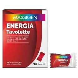 Massigen Energia 30 Tavolette Masticabili Gusto Caffè Cioccolato - Integratore Per Stanchezza Ed Affaticamento