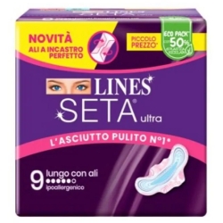 Lines Seta Ultra - 9 Assorbenti Lunghi Con Ali