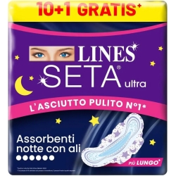 Lines Seta Ultra - 11 Assorbenti Notte Con Ali