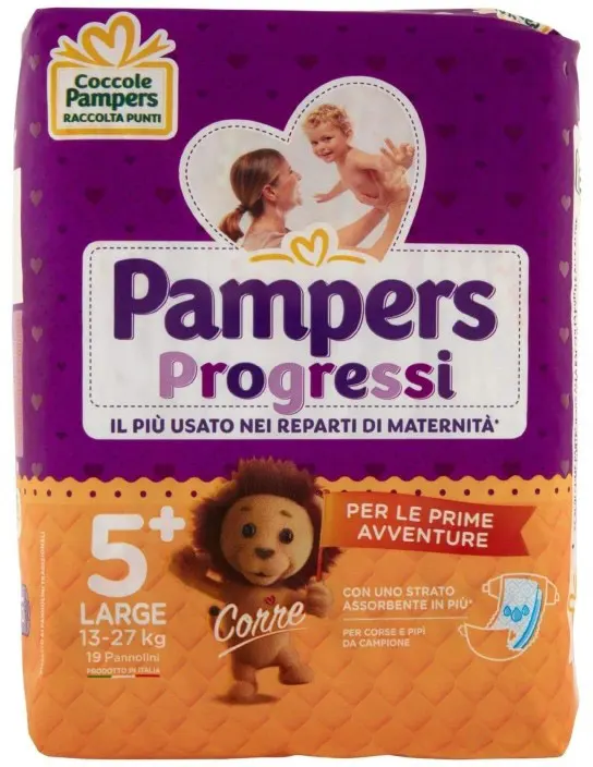 PAMPERS Progressi Corre - 19 Pannolini Taglia 5+ Large (13-27 Kg)