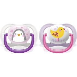 Avent Ultra Air Animals 0-6 M+ - 2 Succhietti In Silicone - Pinguino/Uccello