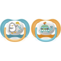 Avent Ultra Air Animals 6-18 M+ - 2 Succhietti In Silicone - Pinguino/Tartaruga