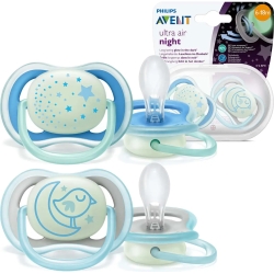Avent Ultra Air Night 6-18 M+ - 2 Succhietti In Silicone - azzurro