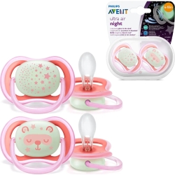 Avent Ultra Air Night 6-18 M+ - 2 Succhietti In Silicone - rosa