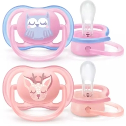 Avent Ultra Air Animals 0-6 M+ - 2 Succhietti In Silicone - Gufo/Cerbiatto