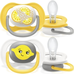 Avent Ultra Air Happy 6-18 M+ - 2 Succhietti In Silicone - Limone