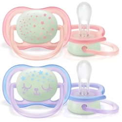 Avent Ultra Air Night 0-6 M+ - 2 Succhietti In Silicone - rosa