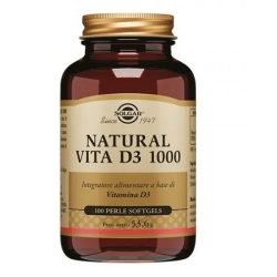 Solgar Natural Vita D3 1000 - Integratore Per Ossa E Articolazioni 100 Softgel