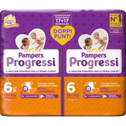 PAMPERS Progressi - 34 Pannolini pacco doppio Misura 6 Extralarge 16+ Kg