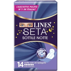 Lines Seta Sottile - 14 Assorbenti Notte Con Ali Ripiegati