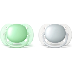 Avent Ultra Soft 0-6 M - 2 succhietti in silicone - Verde/Grigio