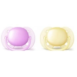 Avent Ultra Soft 0-6 M - 2 succhietti in silicone - Rosa/Giallo