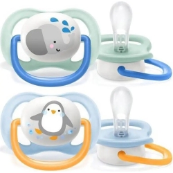 Avent Ultra Air Animals 0-6 M - 2 ciucci in silicone - Elephant/Penguin