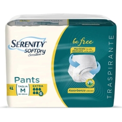 Serenity Soft Dry Sensitive - 12 Pants Pannoloni A Mutandina Assorbente Per Incontinenza Extra Taglia M