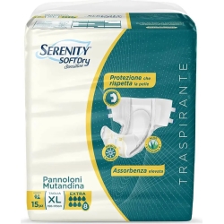 Serenity Soft Dry Sensitive - 15 Pannoloni A Mutandina Assorbente Per Incontinenza Extra Taglia XL