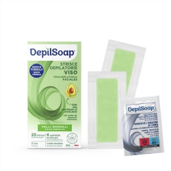 20 Strisce Depilatorie Viso per pelli normali + 4 salviette monouso