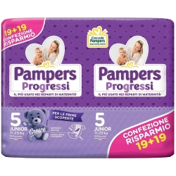 PAMPERS Pannolini Progressi Junior Taglia 5 (11-25 kg) pacco doppio 36 pannolini