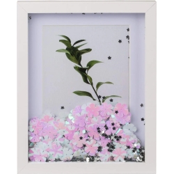 Cornice In Legno Argento con Fiori e Glitter 13X18Cm